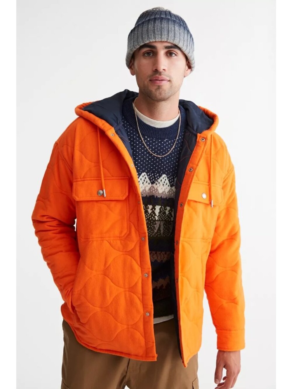 Urban outfitters Mens Quilted BDG Flannel Hooded Shirt Jacket Size XXL NWT